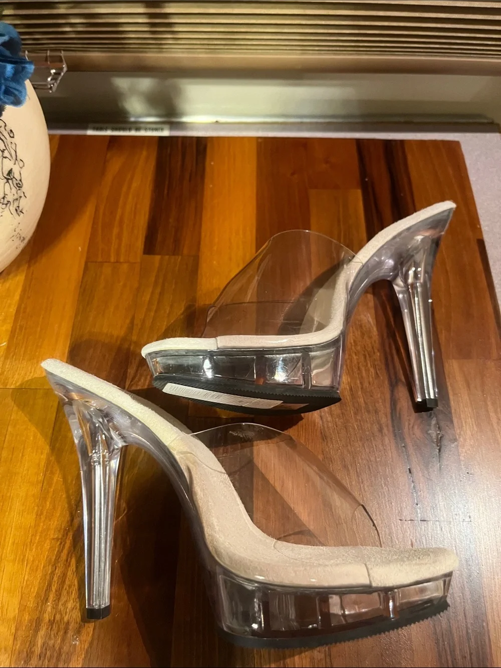 SEXY Clear Strap White Slide Sandals